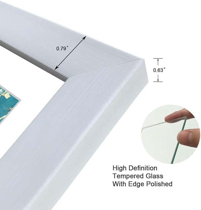 8x8 Picture Frame Set of 6 with Real Glass for Pictures 5x5 with Mat or 8x8 Without Mat, Wall Mounting or Tabletop display Photo Frames in White
