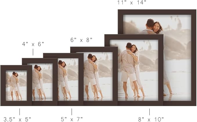 Renditions Gallery 11x14 inch Picture Frame High-end Modern Style, Made of Solid Wood and High Definition Glass Ready for Wall and Tabletop Photo Display, Brown Frame