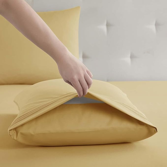 Clara Clark 4Piece California King Bed Sheets Set, Deep Pocket, Microfiber, Camel Gold
