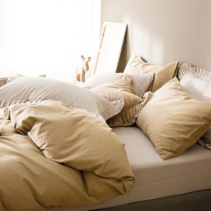 Luxlovery Beige Champagne Comforter Set Twin Khaki Bedding Comforter Set Champagne Taupe Color Soft Breathable Blanket Quilts 3 PCS Sand Color Bedding Set for Teens Kids Twin Size Comforter