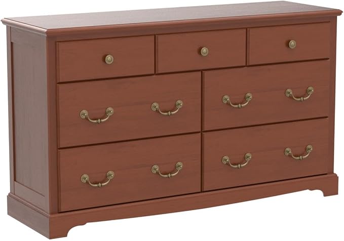 T4TREAM 7 Drawers Dresser Chests for Bedroom, Wood Vintage Chests of Drawers, Rustic Dressers Chset Organizer for Bedroom, Living Room, Hallway, Cherry