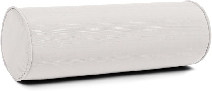 Sherry Kline Sunrise Indoor/Outdoor Neck Bolster Corded Edge Filled Pillow Eggshell 6"x18" Set of 2