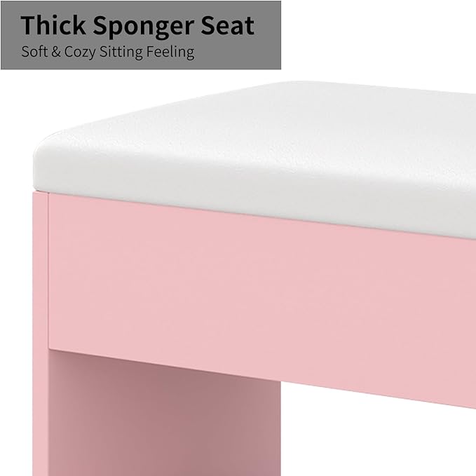 55" W Vanity Desk, Makeup Vanity with Charging Station, 15 Drawers with Lighted Mirror, 3 Lighting Modes, Brightness Adjustable, Glass Top, Vanity Table with Chair for Bedroom, Pink