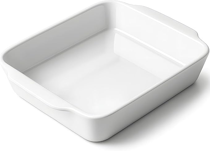 3 QT Wide Ceramic Baking Dish, White Casserole Dish with, Lasagna Pan for Oven, Ceramic Baking Pan, Kitchen Decor, Microwave Oven Safe, Dinner, Wedding（9.4" x 11.8"）