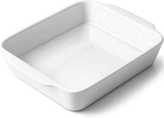 3 QT Wide Ceramic Baking Dish, White Casserole Dish with, Lasagna Pan for Oven, Ceramic Baking Pan, Kitchen Decor, Microwave Oven Safe, Dinner, Wedding（9.4" x 11.8"）