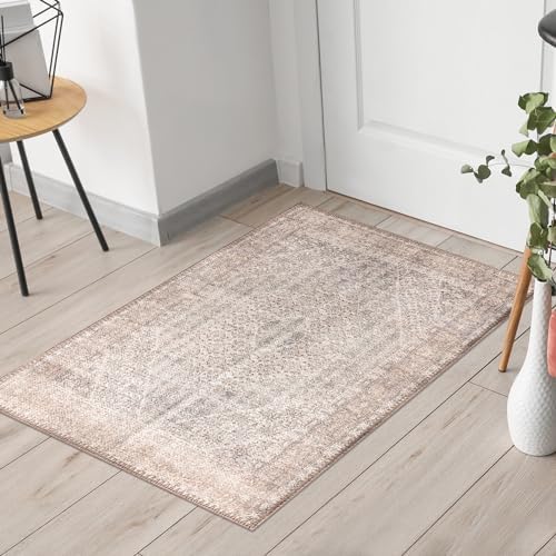 Keen Home Design 2x3 Rug - Machine Washable Entry Rug with Non-Slip Backing, Ideal for Enteryway, Kitchen, Bathroom, Laundry Room - Vintage, Easy Clean, Durable, Low Pile Rug - (2' x 3')