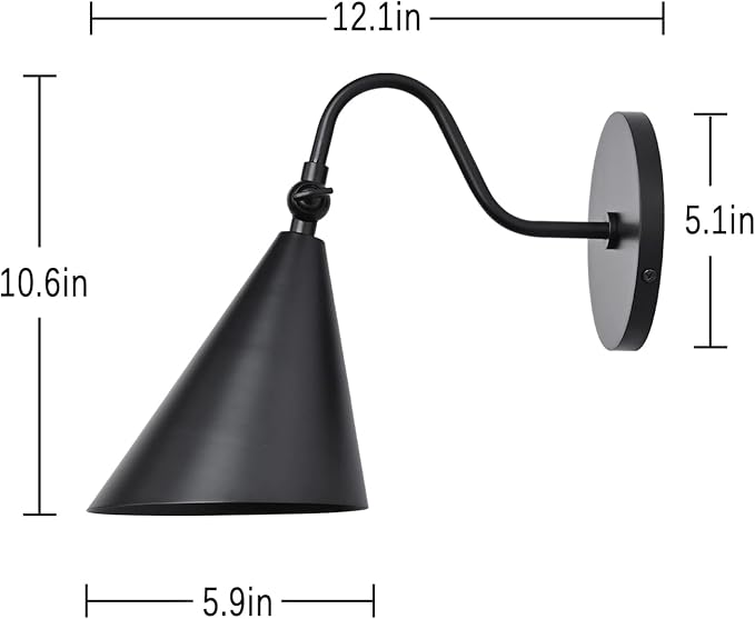 Modern Soft Black Wall Sconces with Movable Metal Shape, Goose Neck Style Metal Bedside Lamp Wall Light Fixture, Room Decor Picture Light, Bedroom Decor Reading Light, Wall lamp for Bathroom