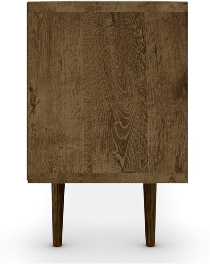 Manhattan Comfort Liberty Mid Century Modern TV Stand for Televisions up to 65 Inches, Bedroom and Living Room Entertainment Center with Storage, Shelves, and Cabinet, 71" Wide, Rustic Brown/Aqua