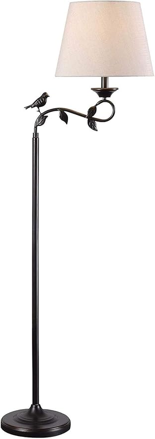 Kenroy Home 32613ORB Birdsong Swing Arm Floor Lamp with Oil Rubbed Bronze with Gold Highlights Finish, Rustic Style, 60" Height, 13.5" Width, 21" Depth