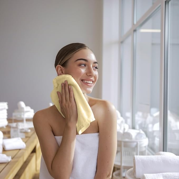 Towel and Linen Mart 100% Cotton - Wash Cloth Set - Flannel Face Cloths, Highly Absorbent and Soft Feel Fingertip Towels (Ivory, Pack of 12)