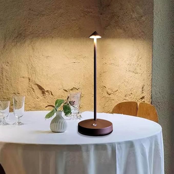 Cordless Table Lamps,Rechargeable Led Touch Bar Lamp, Portable Battery Desk Lamp,2 Level Brightness Dimmable Night Light,Minimalist Design, for Living Room/Restaurant/Couple Dinner/(Rust)