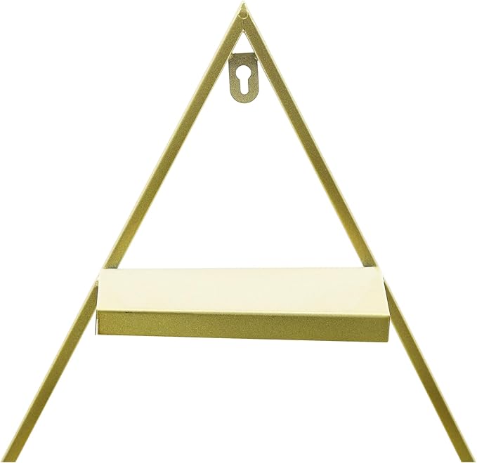 5-Tier Wall Mounted Nail Polish Organizer – Gold Iron Triangle Display Rack for Nail Salon & Home – Holds 110 lbs, for Polishes, Lipstick, Perfume, Cosmetics – Modern Metallic Finish