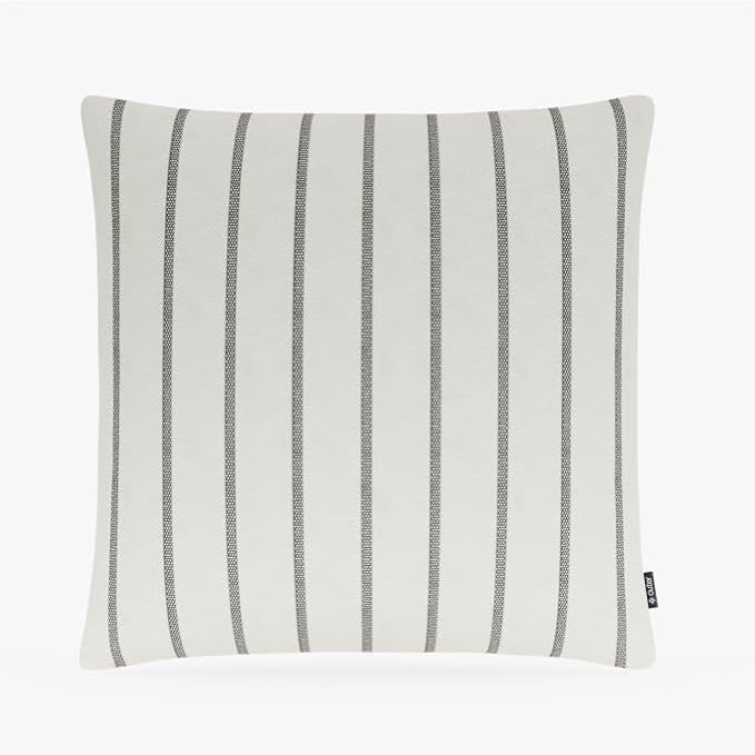 Outer Outdoor Throw Pillow with OuterWeave Performance Fabric, Decorative Pillow for Patio & Outdoor Furniture, Includes Machine Washable Pillow Cover and Insert - Palisades Gray Stripe, 18"x18"