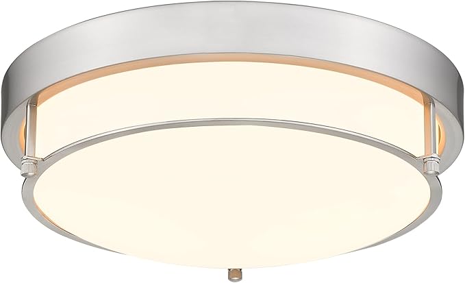 Close to Ceiling Light Fixtures, Bushed Nickel Farmhouse Ceiling Light with 2 Light for Laundry Kitchen Bedroom Bathroom, 4822-BN