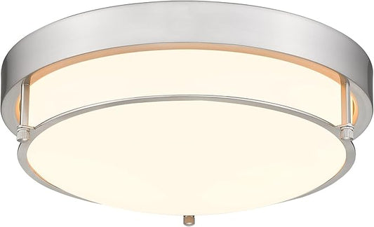 Close to Ceiling Light Fixtures, Bushed Nickel Farmhouse Ceiling Light with 2 Light for Laundry Kitchen Bedroom Bathroom, 4822-BN
