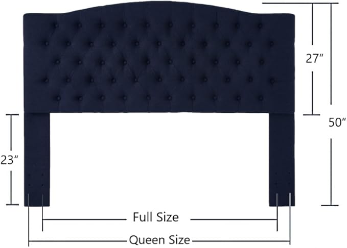 24KF Boucle Upholstered Tufted Button Queen Headboard and Comfortable Fashional Padded Queen/Full Size headboard,6025-Q-Boucle-Navy Blue