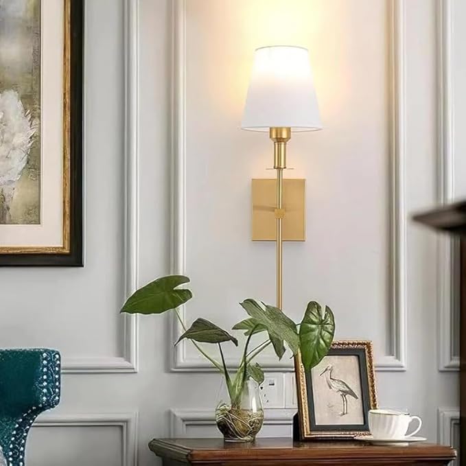 Battery Operated Wall Sconces Sets of 2,Brass Rechargeable Wall Lighting, 6000mAh Dimmable Detachable Bulbs and Remote Wall Lamp No Wiring for Bedroom Hallway ﻿