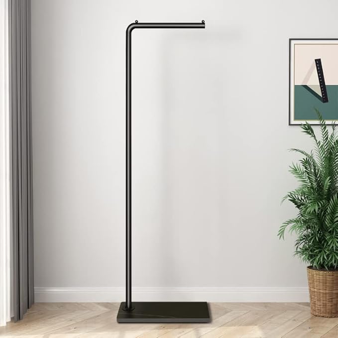 Metal Coat Rack, Modern Clothing Tree with Heavy-weight Slate Base, Small Coat Stand for Entryway/Bedroom/Hallway, Standing Plant Hanger, Matte Black