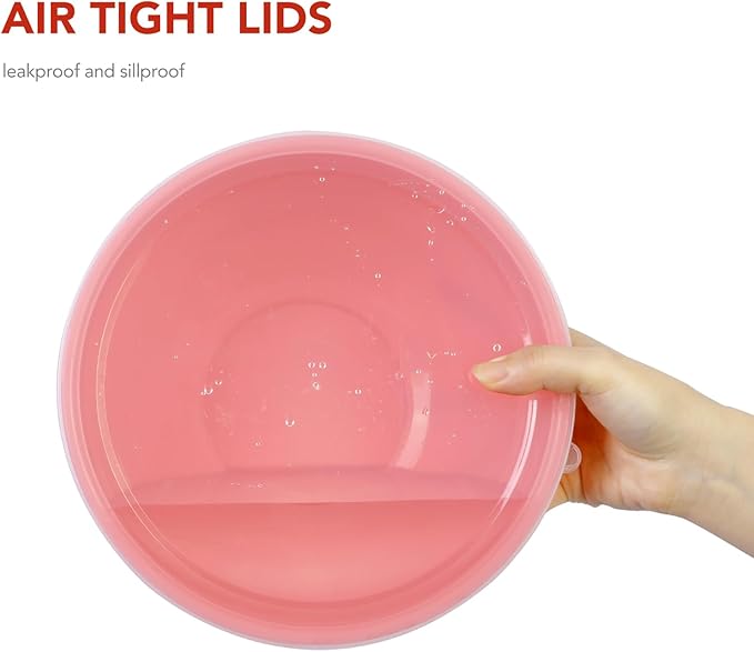 BoxedHome BPA Free Plastic Round Mixing Bowl with Lids, 12 Pack Nesting Bowls with Lids Set, Microwave and Dishwasher Safe Prep & Serving Bowls Great for Mixing, Baking, Serving (Pink, 12pcs)