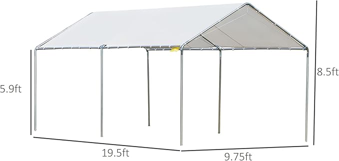 Outsunny 10'x20' Carport Heavy Duty Galvanized Car Canopy with Included Anchor Kit, 3 Reinforced Steel Cables, White