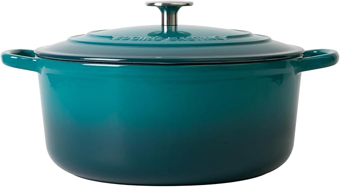Dutch Ovens with Lid, Enameled Cast Iron Covered 5.5 Quart Dutch Oven with Dual Handle, Darkcyan
