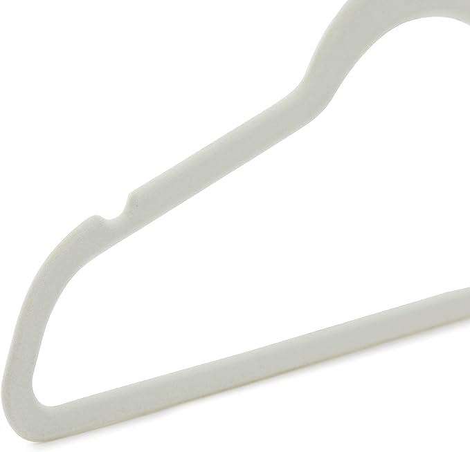 Amazon Basics Slim, Velvet, Non-Slip Suit Clothes Hangers, Ivory/Rose Gold - Pack of 100