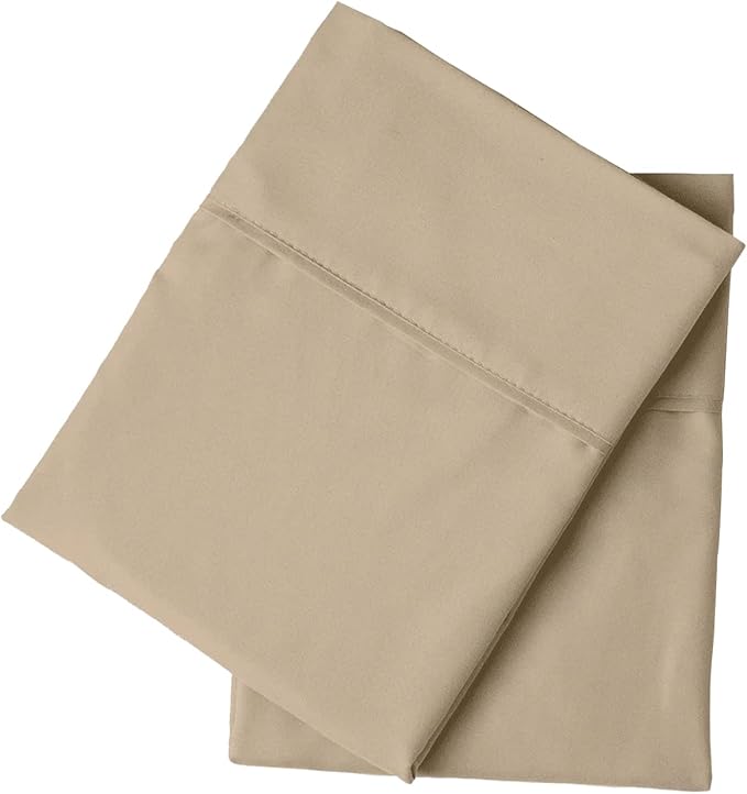 PeachSkinSheets Night Sweats: The Original 1500tc Soft Standard Pillowcase Set Light Mocha