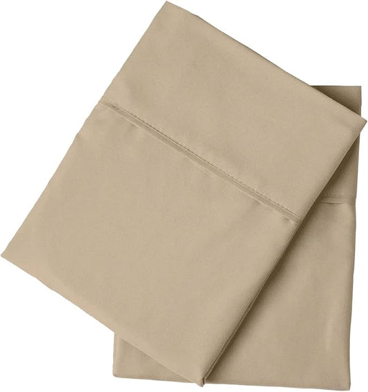 PeachSkinSheets Night Sweats: The Original 1500tc Soft Standard Pillowcase Set Light Mocha