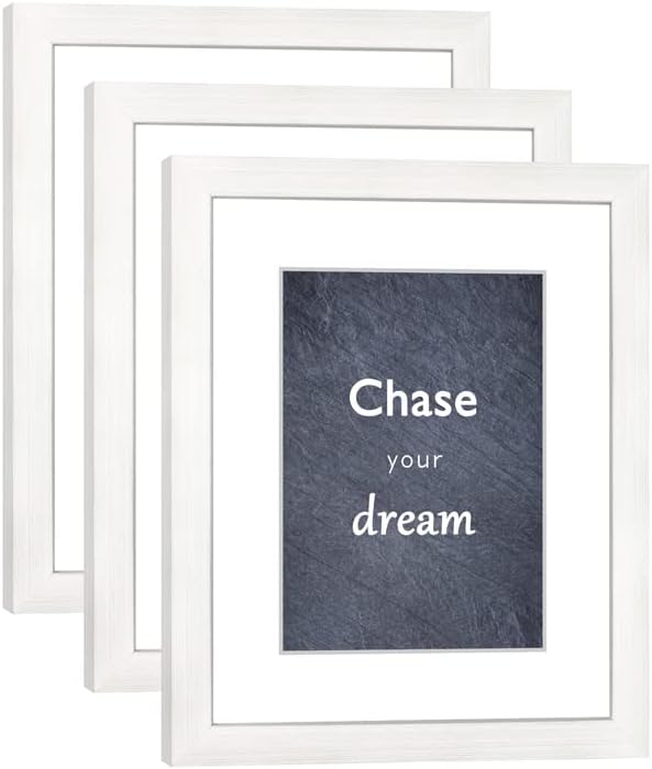 8x10 Picture Frame Set of 3 with Real Glass for Pictures 5x7 with Mat or 8x10 Without Mat, Wall Mounting or Tabletop display Photo Frames in White