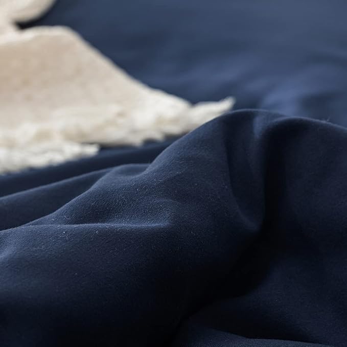 Cottonight Navy Blue Comforter Set Twin Men Boys Navy Bedding Set Dark Blue Comforter Set Breathable Soft Quilts Blanket Dark Color Modern Solid Color Pure Blue Bedding Sets for Twin Bed