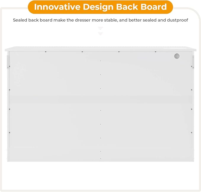 Hasuit 10 Drawer Dresser for Bedroom, Large Chest of Drawers with Charging Station, 55.1'' Wide Storage Clothes Closet Organizer, Long Dresser TV Stand for Living Room, White