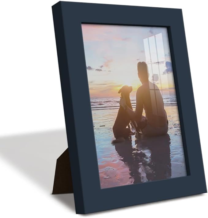 Renditions Gallery 5x7 inch Picture Frame High-end Modern Style, Made of Solid Wood and High Definition Glass Ready for Wall and Tabletop Photo Display, Navy Frame