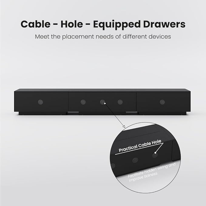 102" Ultra Short Throw Projector TV Stand, Mid-Century Modern Electric Cabinet with Linkage Memory Function and Ample Storage Space, Entertainment Center for Living Room, Black