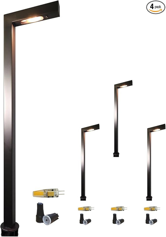 COLOER Brass Low Voltage Outdoor Pathway Lights Bronze Finish 4-Pack with G4 LED Bulb,9-17V AC/DC Garden Lights Electric,Halloween Walkway Light,IP65 Waterproof,2700K Landscape Lighting(603B)