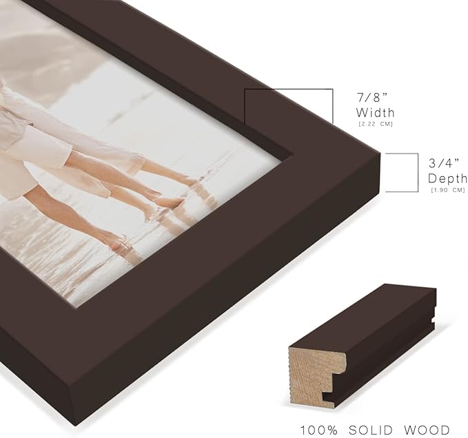 Renditions Gallery 4x6 inch Picture Frame High-end Modern Style, Made of Solid Wood and High Definition Glass Ready for Wall and Tabletop Photo Display, Brown Frame