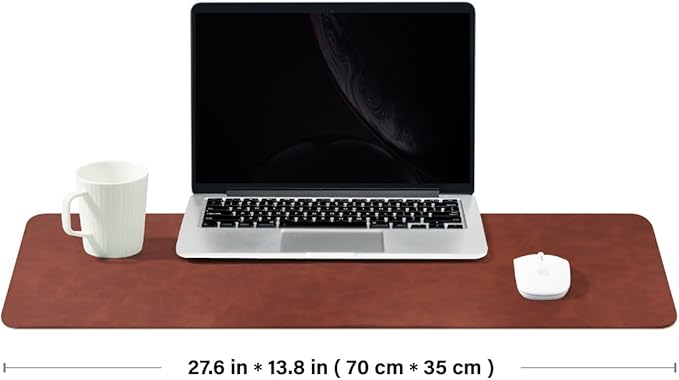 Distressed Leather Desk Mat - Non-Slip PU Desk Pad for Office and Home - Desk Organization and Accessories - Ideal for Large Mouse Pad and Desk Mats on Top of Desks(Mahogany,27.6"x 13.8")