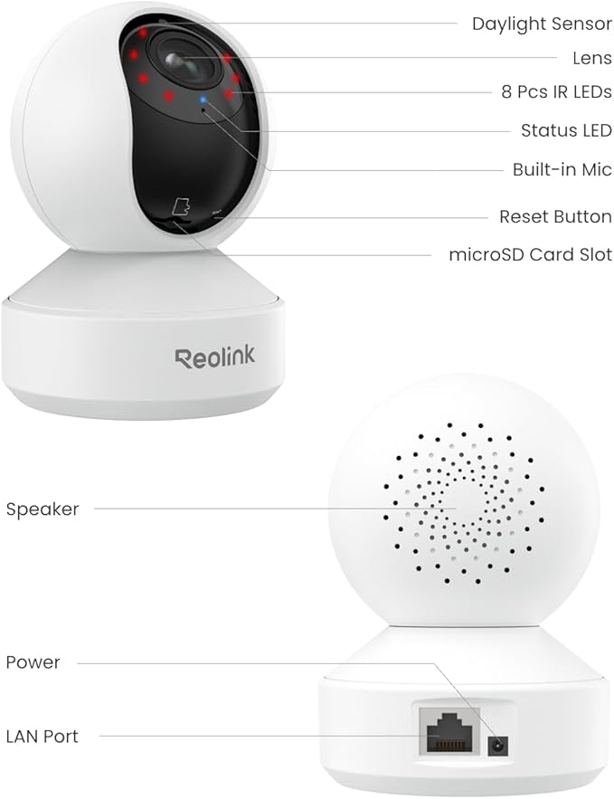 REOLINK Smart 4K UHD Pan & Tilt Dual-Band Wi-Fi 6 Indoor Security Camera with 3X Optical Zoom, Auto-Tracking, People/Pet Detection, Crying Sound Detection, Privacy Mode, and Bluetooth Setup, E1 Zoom