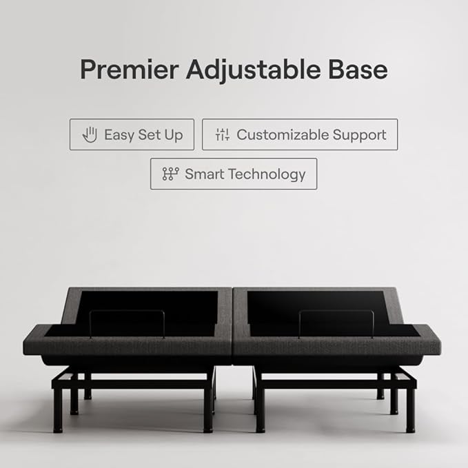 Nectar Ultra Split King Adjustable Base & 15” Hybrid Mattress - Head & Foot Incline - Innerspring Coils - Medium Firm Memory Foam - Cooling Upgrade - 3 Massage Settings - 365-Night Mattress Trial