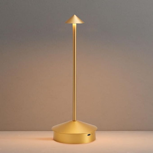 Modern Cordless Table Lamp, 6000mAh Rechargeable Table Lamps, Portable Touch LED Lamp, Outdoor Waterproof Dimmable Cordless Rechargeable Table Lamps for Restaurant/Patio/Outdoor (1 Pcs Gold)
