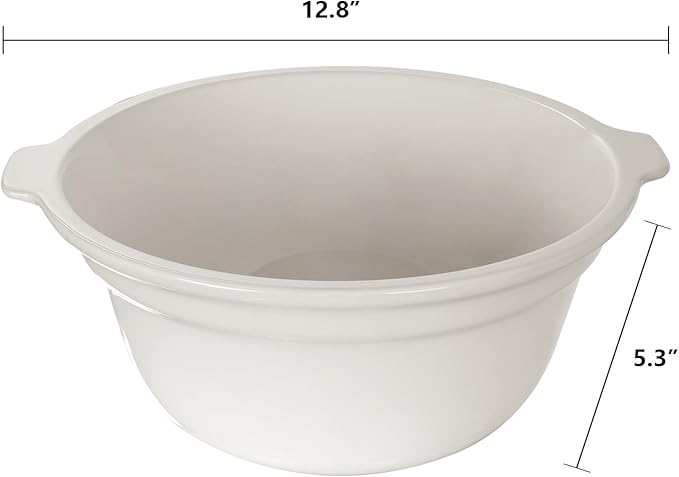 Zing Ceramic Mixing Bowls for Kitchen 5 Qt, Large Salad Bowl, Colorful Vibrant Nesting Bowls for Cooking, Baking, Prepping, Serving, Salad, Housewarming Gift, Microwave Dishwasher Safe, White