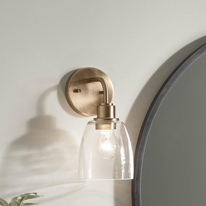 Kichler Meller 11.25 Inch Wall Light, 1 Light Exterior Wall Sconce in Champagne Bronze, (11.25" H x 5.5" W), 5100CPZ