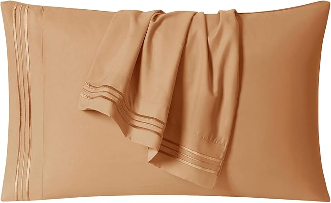 Clara Clark Bed Sheets, Premier 1800 Series 4 Piece Bed Sheet Set, Deep Pocket, Wrinkle, Fade, Stain Resistant, Luxury Soft Bedding Sheets & Pillowcases, Twin-XL, Mocha Brown
