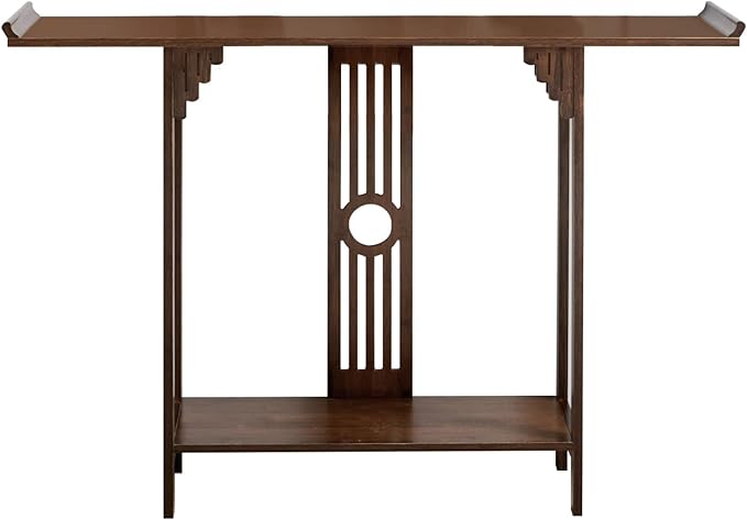 2 Tier Console Table Small Entryway Table for Narrow Spaces, Solid Wood Sofa Table Accent End Table with Curved Frame for Entryway Hallway Living Room Front Door