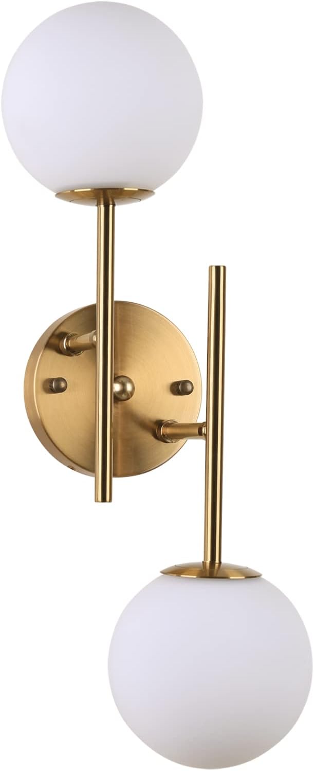 Gold Globe Wall Sconce, 7.5" W x 20" H, G9 Base, Compatible with LED or Halogen Bulbs, Perfect for Bathroom, Kitchen, Living Room, Home Office, Lobby, Bedroom