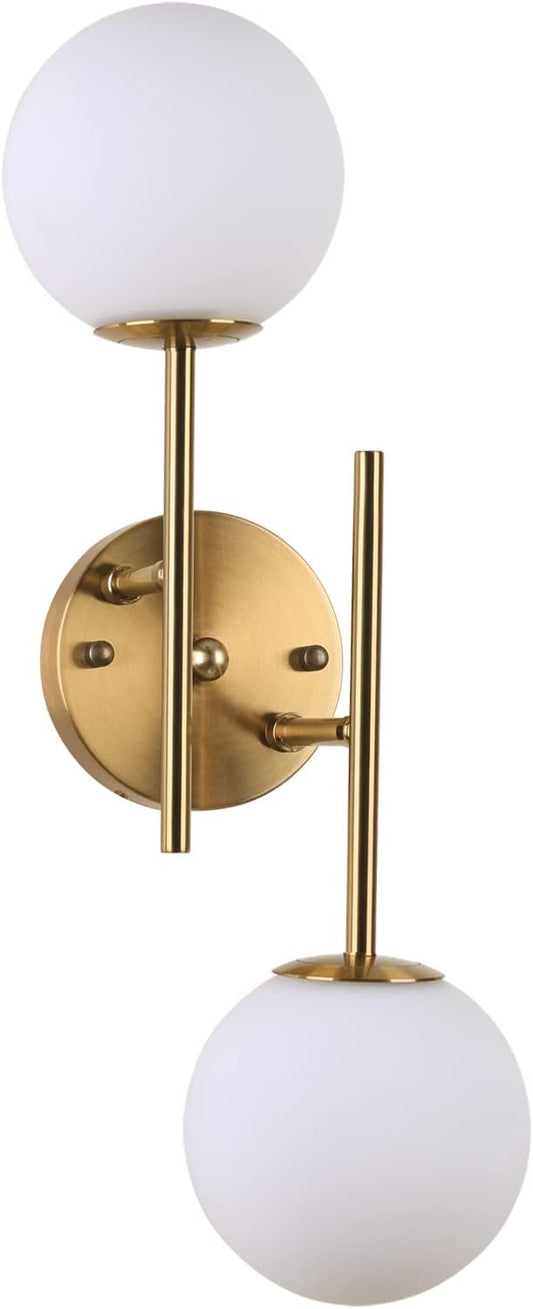Gold Globe Wall Sconce, 7.5" W x 20" H, G9 Base, Compatible with LED or Halogen Bulbs, Perfect for Bathroom, Kitchen, Living Room, Home Office, Lobby, Bedroom