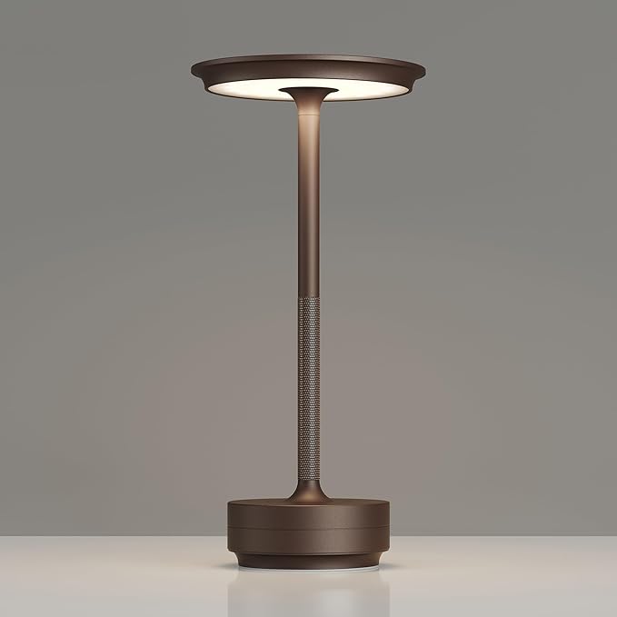 Rechargeable Table Lamps Cordless, Portable 5000mAh Outdoor Table Light, 3 Color Stepless Dimming LED Table Lamp with Memory Function, for Home/Dinner/Patio/Restaurant.(Brown)