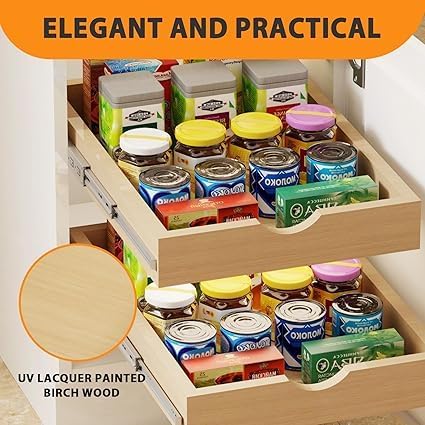 Pull Out Drawers for Cabinet 33"W x 22"D x 3"H Wood Slide Out Cabinet Organizer and Storage Cabinet Kitchen Drawers Slide Out Shelves Pull Out Shelves in Kitchen Pantry Bathroom with Soft Close