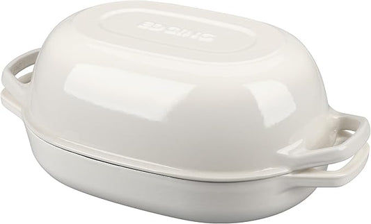 Enameled Cast Iron Dutch Oven Pot with Lid, Oval Dutch Oven for Bread Baking, Bread Oven for Homemade Sourdough Bread Baking, 7qt, White