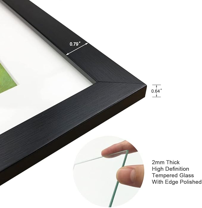 11x14 Picture Frame Set of 6 with Real Glass for Pictures 8x10 with Mat or 11x14 Without Mat, Wall Gallery or Tabletop display Photo Frames in Black