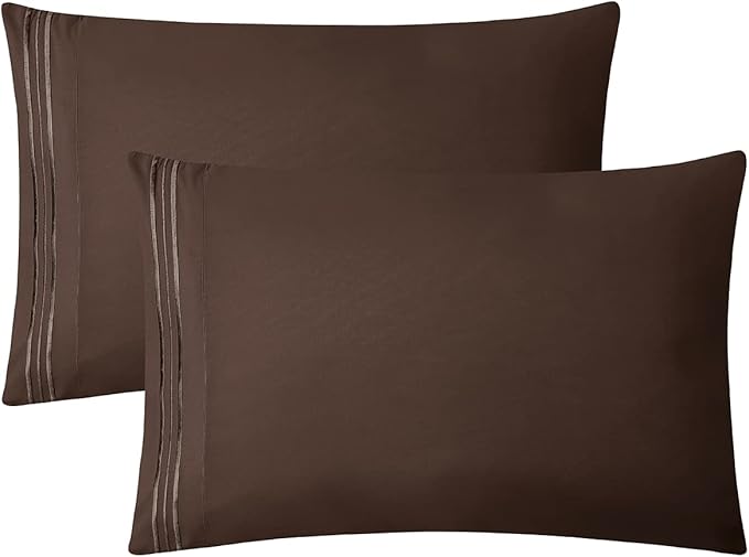 Clara Clark Premier 1800 Series 4pc Bed Sheet Set - Queen, Chocolate Brown